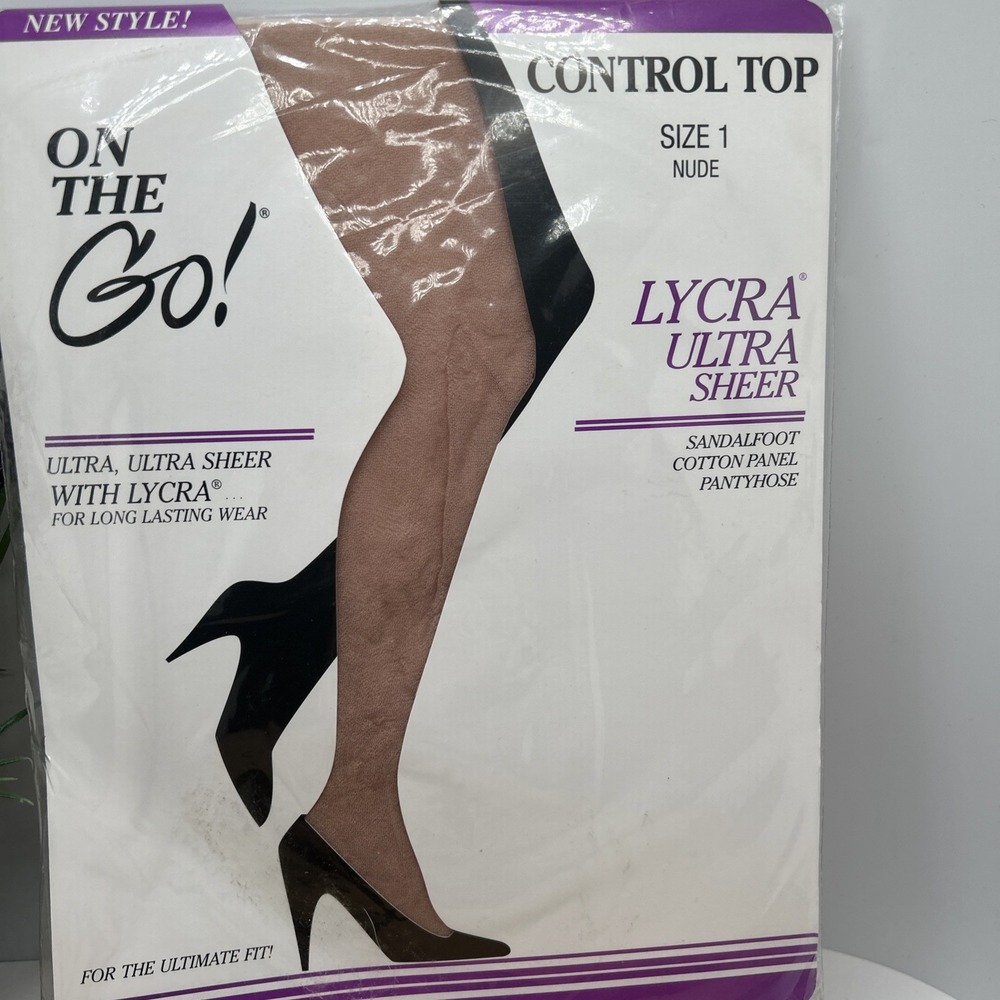 Women's On The Go! Control Top Pantyhose NUDE Lycra, Ultra Sheer Size: 1 - Picture 5 of 6